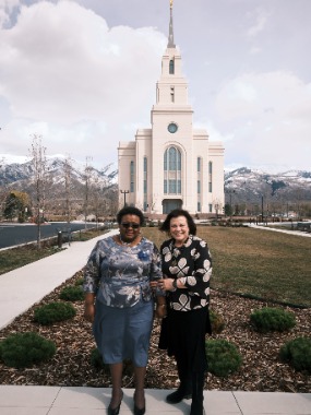 Queen-Nompumelelo-MaMchiza-Zulu-joins-Sister-Melanie-Rasband-for-a-priovate-tour-of-the-Layton-Temple-in-Layton,-Utah,-on-Wednesday,-March-27,-2024.