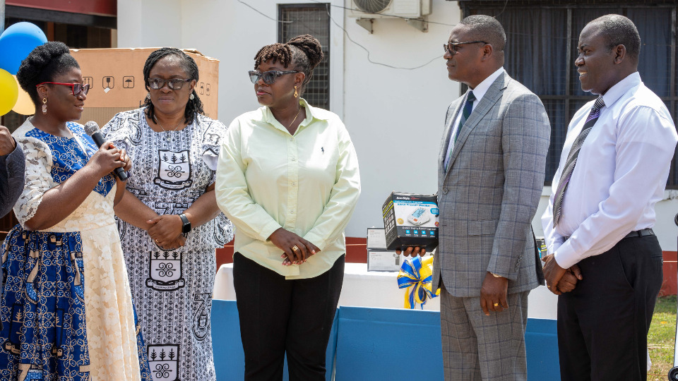 Elder Adeyinka Ojediran of the Area Presidency,  and Elder Flint Mensah, Director of Temporal Affairs in the Africa West area, represent The Church in the hand-over ceremony on 7 November, 2024. 