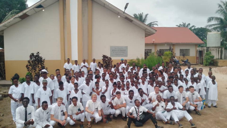 Recent converts and missionaries gather prior to their baptism on 23 August, 2025.