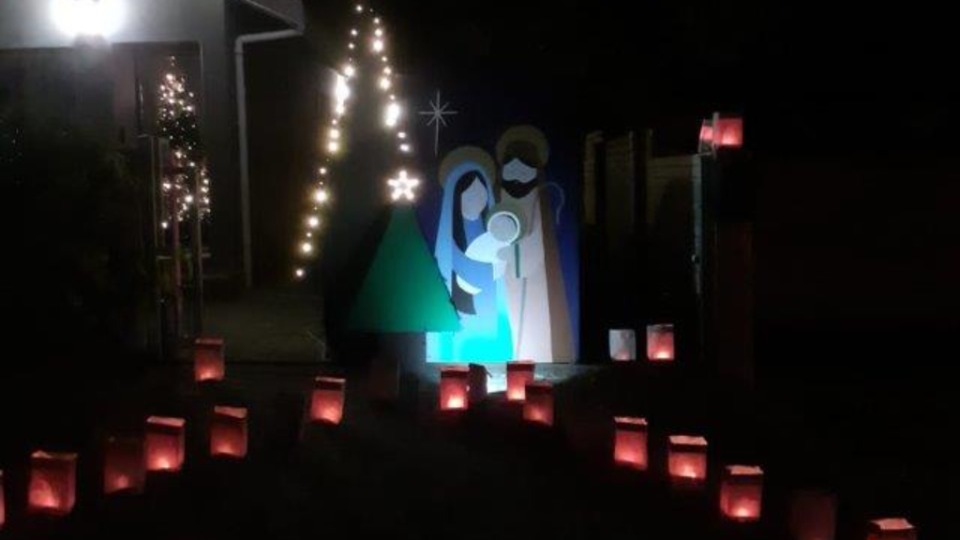 A nativity scene depicting the birth of Jesus Christ set up by volunteers in George, South Africa to help #LightTheWorld. 