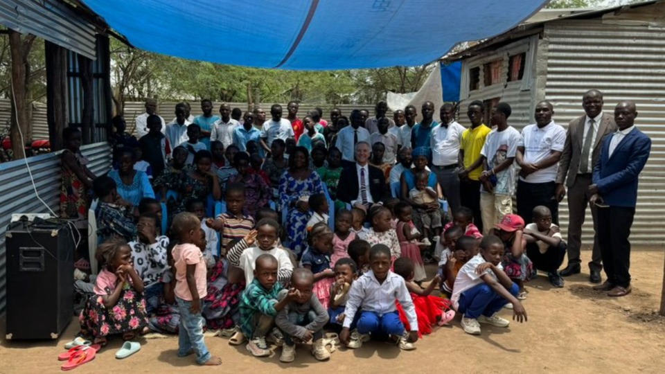 Kakuma-Branch-members-with-family-and-friends,-together-with-Nairobi-West-Mission-President-David-Sturt,-his-2nd-counselor,-President-Meshack-Odunga.-April-6th,-2025
