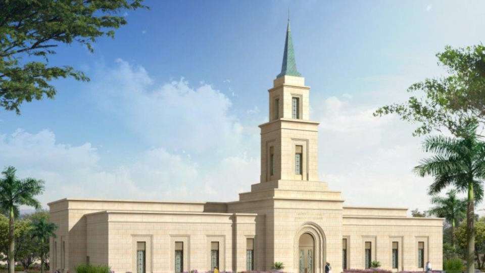 Artist’s rendering of the Lubumbashi Democratic Republic of the Congo Temple.