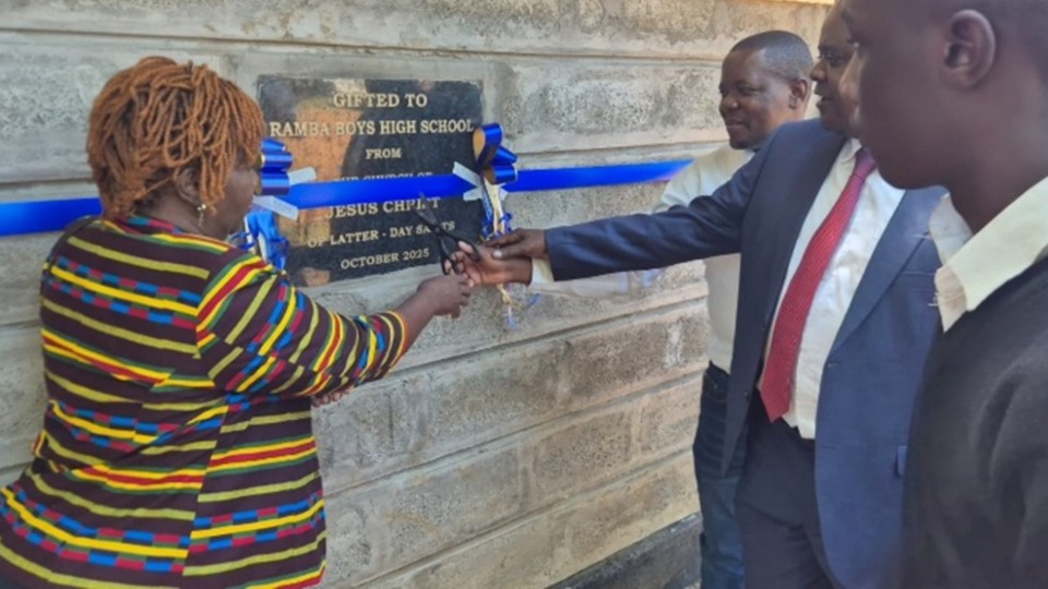 Mary Odhiambo, left; Dr. Odhier middle and Pres. Akal on the background at Ramba Boys School Siaya County, Kenya, 13 October 2025