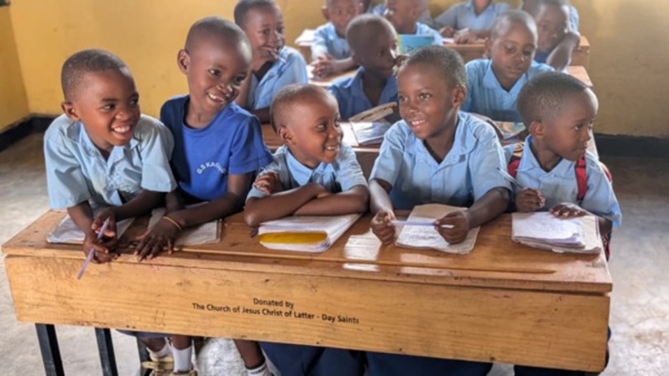 School children sitting at newly donated desks. GS Kagugu School in Kigali, Rwanda, October 10, 2025