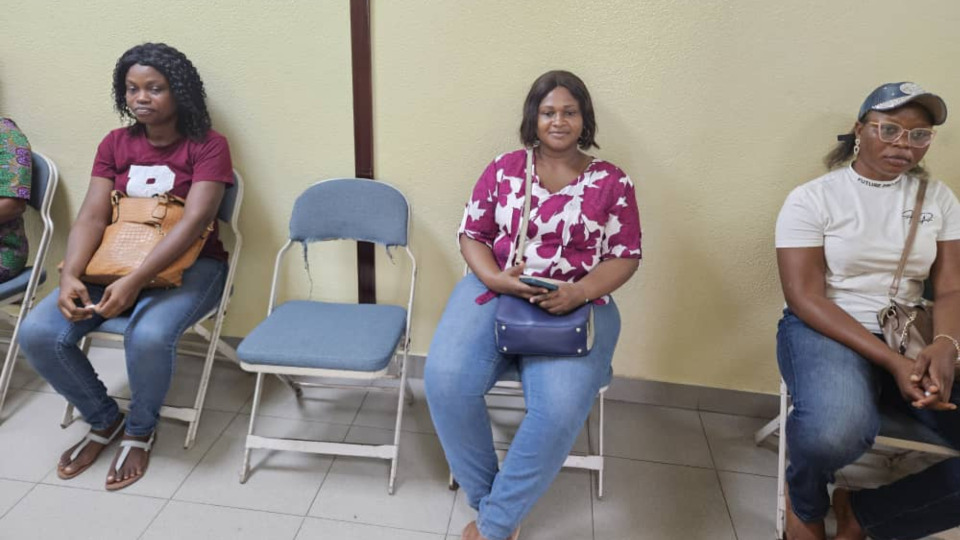 Attendees await physical screenings for breast cancer on 19 October 2024.