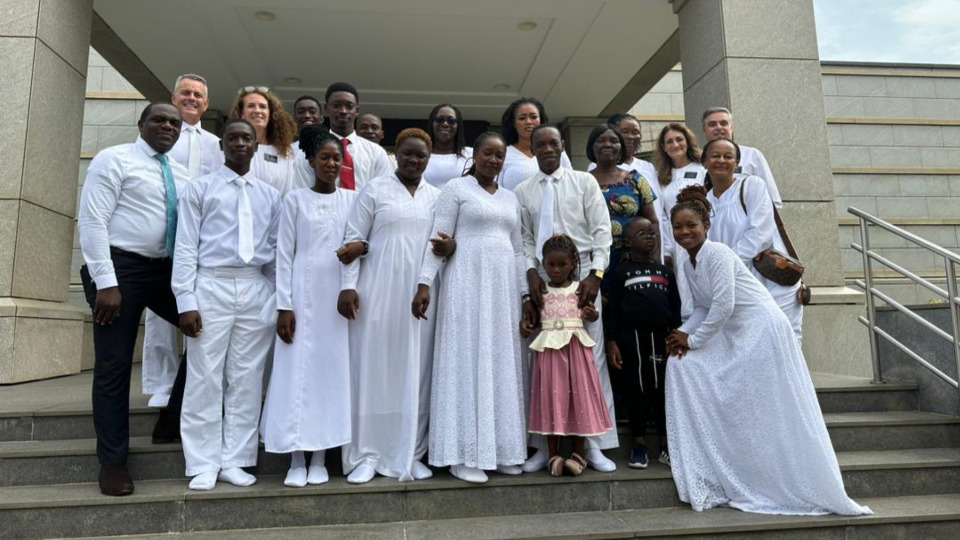 The Amako family, after temple sealing, with family and friends.