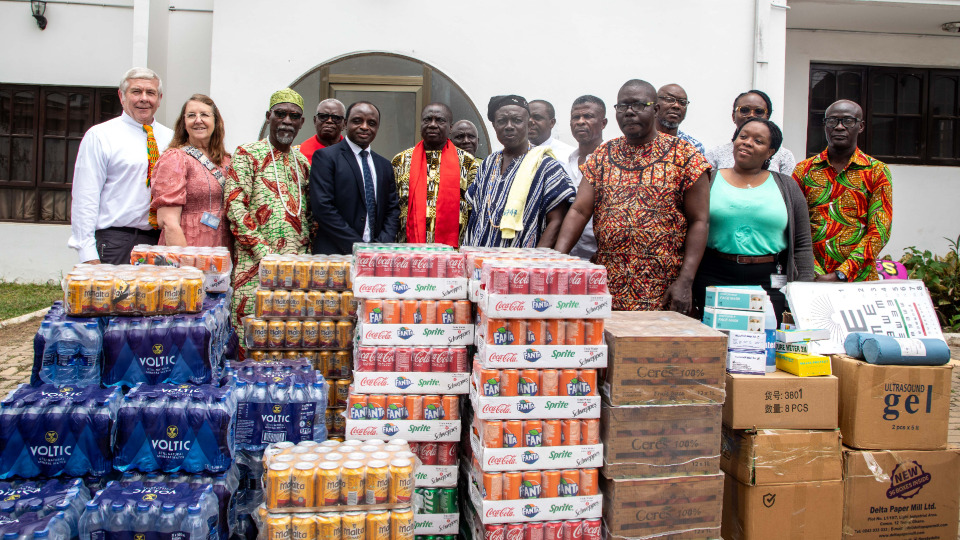 Donation of food and supplies at the Osu Stool Secretariat on 10 August 2024.