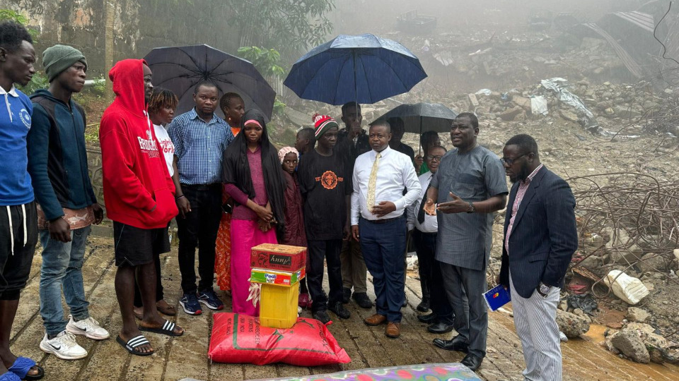 Elder Kenneth Pambu, Area Seventy, in Freetown Liberia with disaster relief efforts.