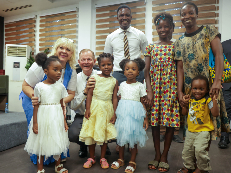 Elder and Sister Stevenson meet with some of the youngest saints in Senegal on 26 August, 2025.